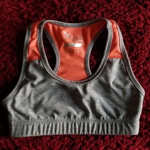 Old Navy Active Go Dry Girl's Racerback Heathered Grey Orange Sport Bra